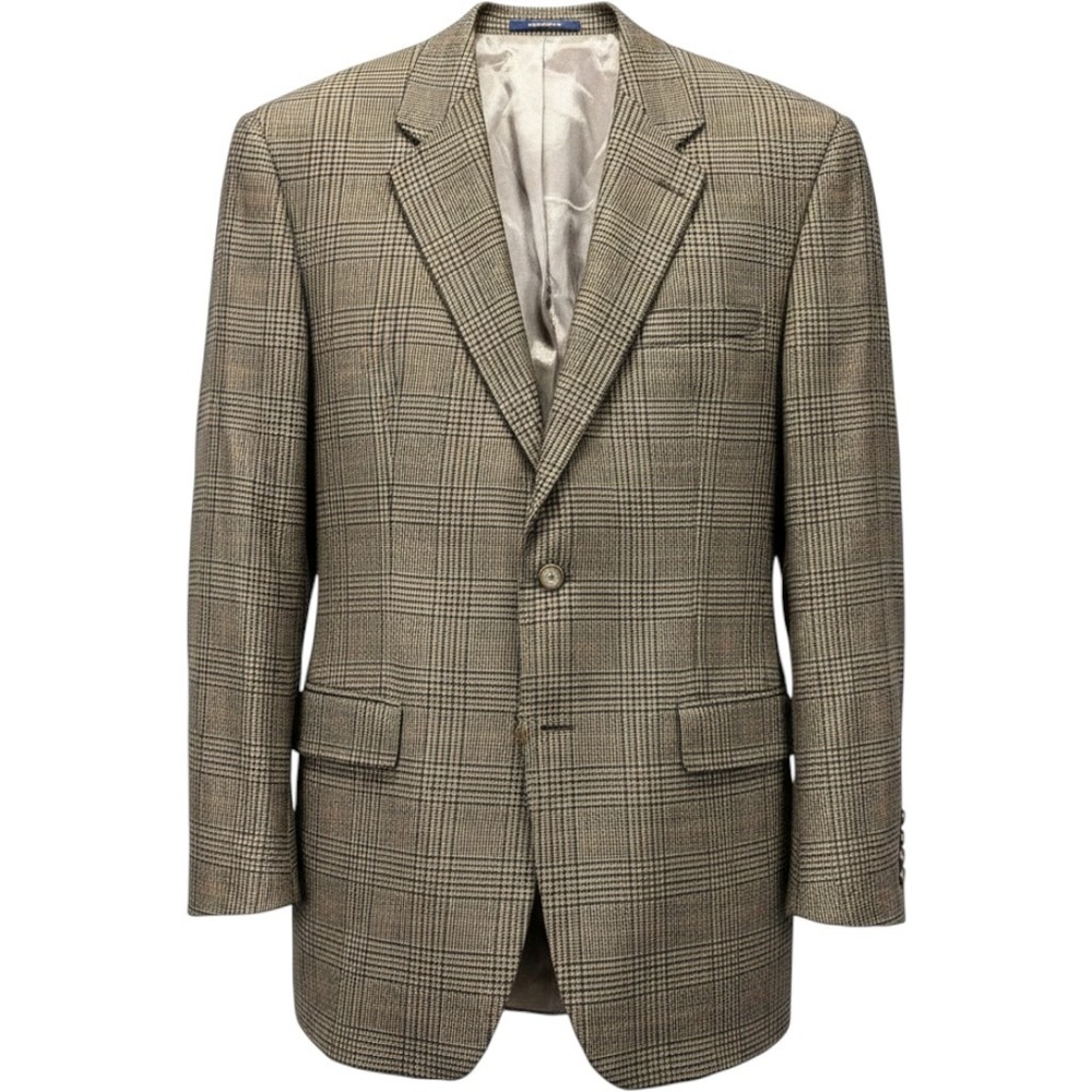 VTG Chaps Ralph Lauren Blazer Mens 43L 100% Lambswool Coat Jacket Brown Office